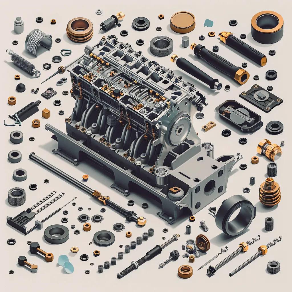Engine block being meticulously cleaned and inspected by a mechanic